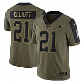 Nike Dallas Cowboys 21 Ezekiel Elliott 2021 Olive Salute To Service Limited Jersey Dyin,baseball caps,new era cap wholesale,wholesale hats